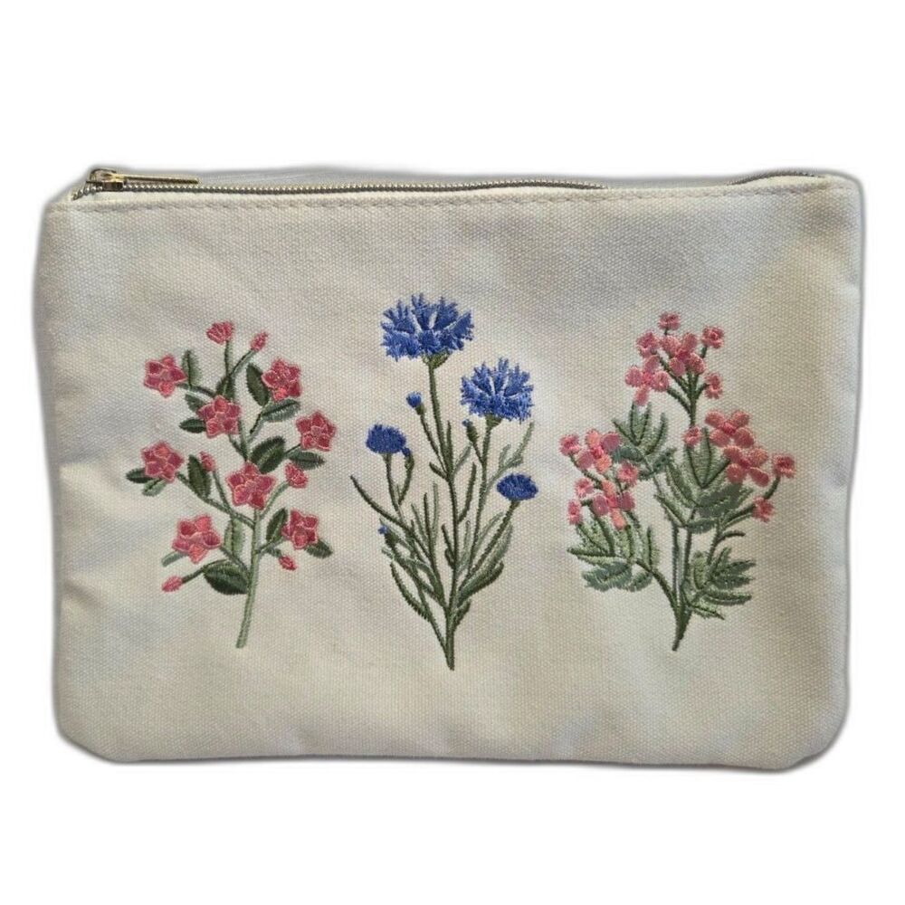 Lady Jayne Wildflowers Embroidered Canvas Accessory Bag